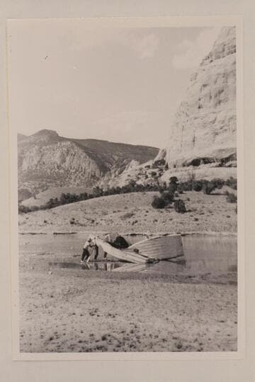 Boat repair in Pat's Hole; Nevills' party